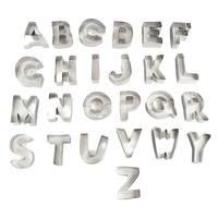 26pcs Stainless Steel Alphabet Cookie Cutters Set 3D Hand Press Letter Biscuit Stamps Rustproof DIY