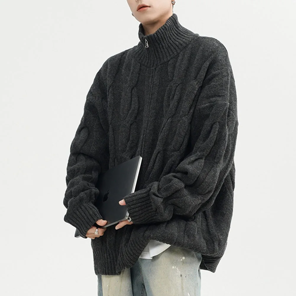 Lounge in Style Men\\\'s Casual Jacquard Knit Sweater Perfectly Tailored for Everyday Comfort During Fall Spring Seasons