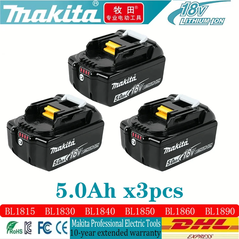 

2025 DHL Ship with Charger BL1860 Rechargeable Battery 18V 6.0Ah Lithium Ion for Makita 18v Battery 6Ah BL1850 BL1880 LXT400