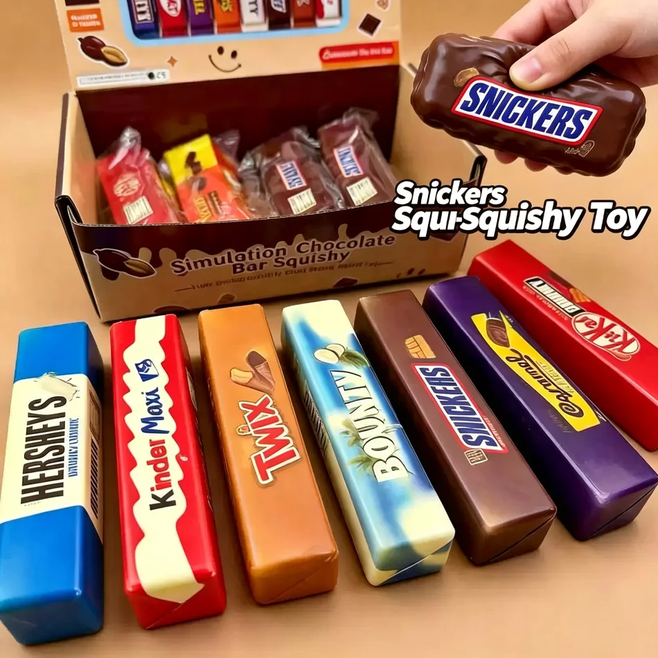 Blind Box Simulated Chocolate Candy Bar Squishy Toy, Realistic Food Play Slow Rising Creative Stress Relief Squeeze Fidget Toy