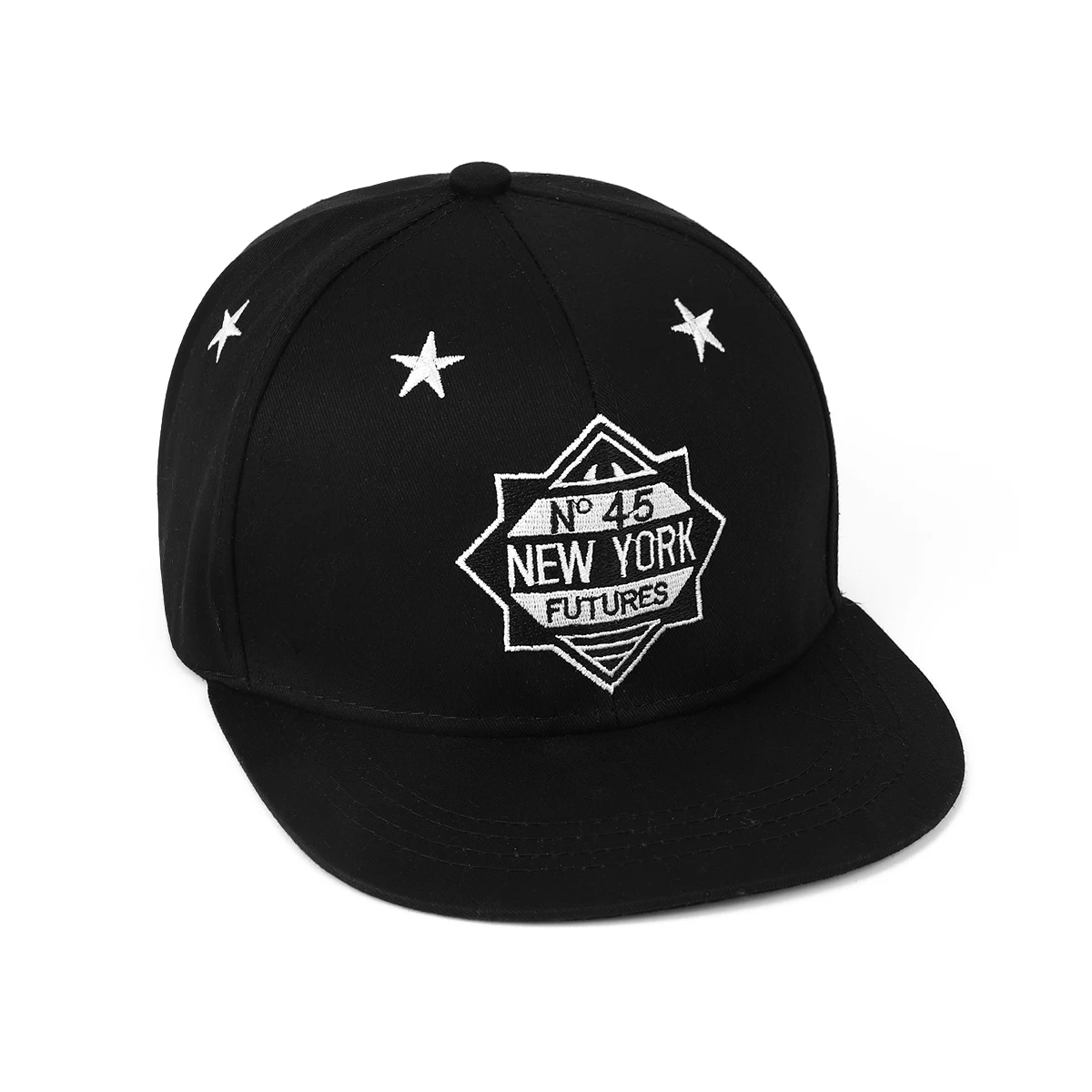 Korean-style Trendy Embroidered Hexagram 45-degree Hard-top Flat-brim Hat, Suitable for Summer Street Dance and Hip-hop.