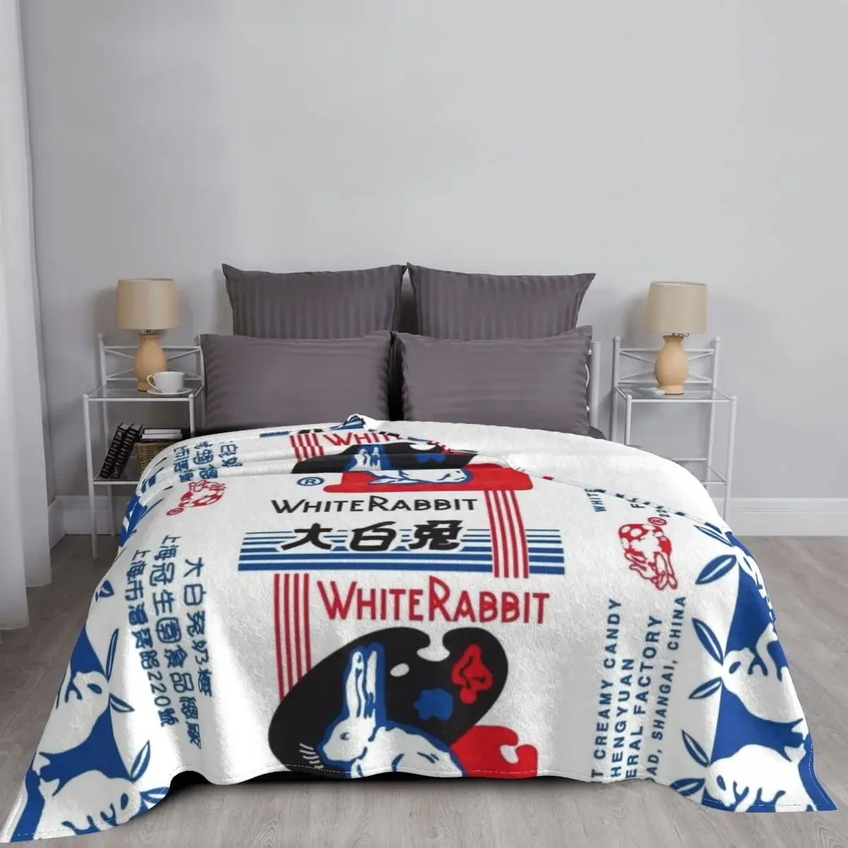 White Rabbit Candy Throw Blanket Vintage fluffy Sleeping Bag Blankets