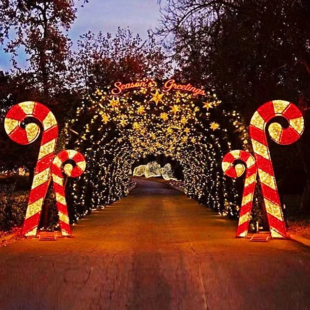 so-New Product Life Size Resin Crafts Fiberglass Christmas Candy Candy Cane Lights Decoration Ornaments Sculpture for Christmas！