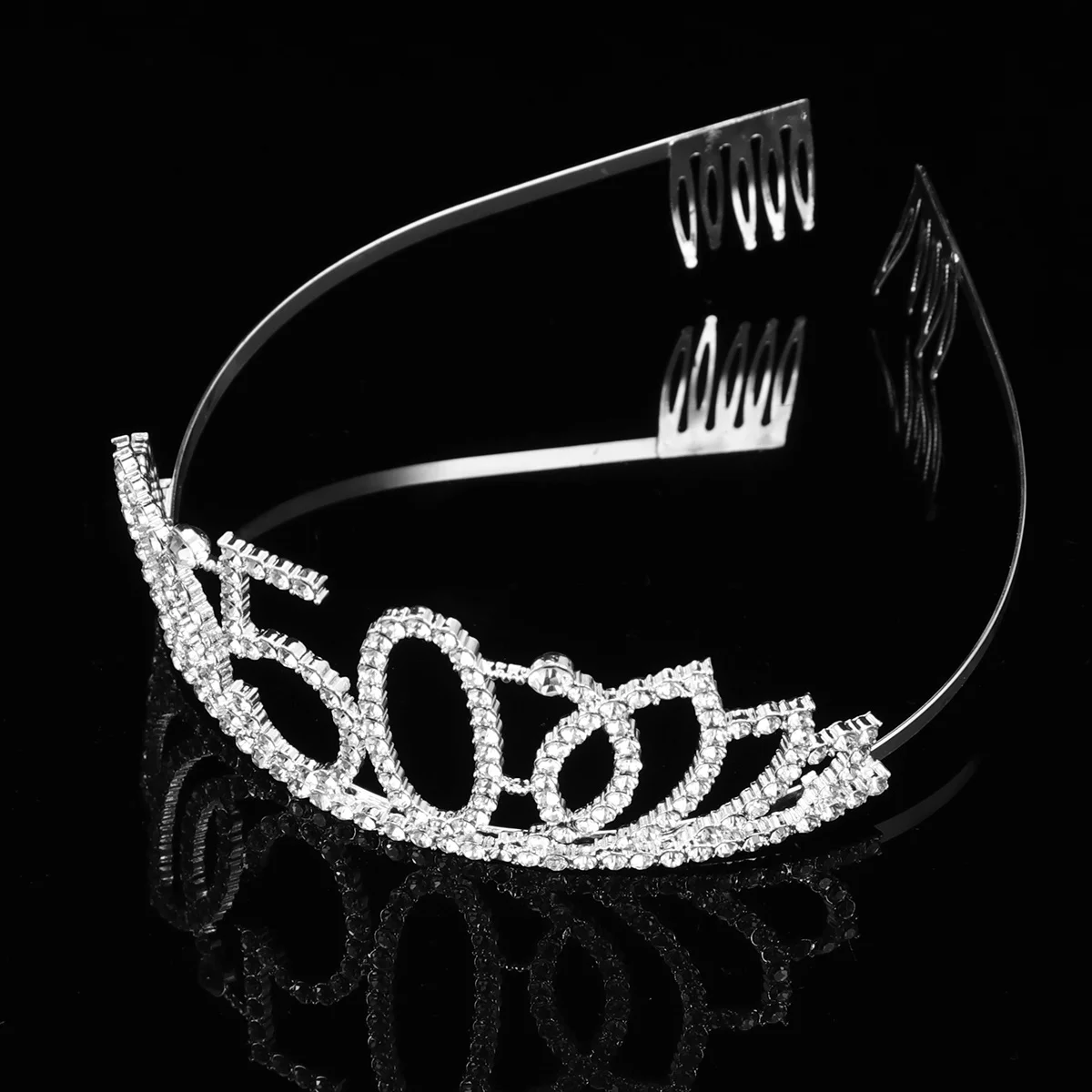 

Silver 50 Number Crown Creative Birthday Headdress Elegant Headwear Hair Accessories for Women Girls Chic Exquisite Design