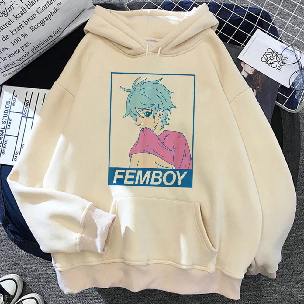 

Femboy hoodies women anime 90s harajuku vintage Pullover hoddies female Fleece tracksuit