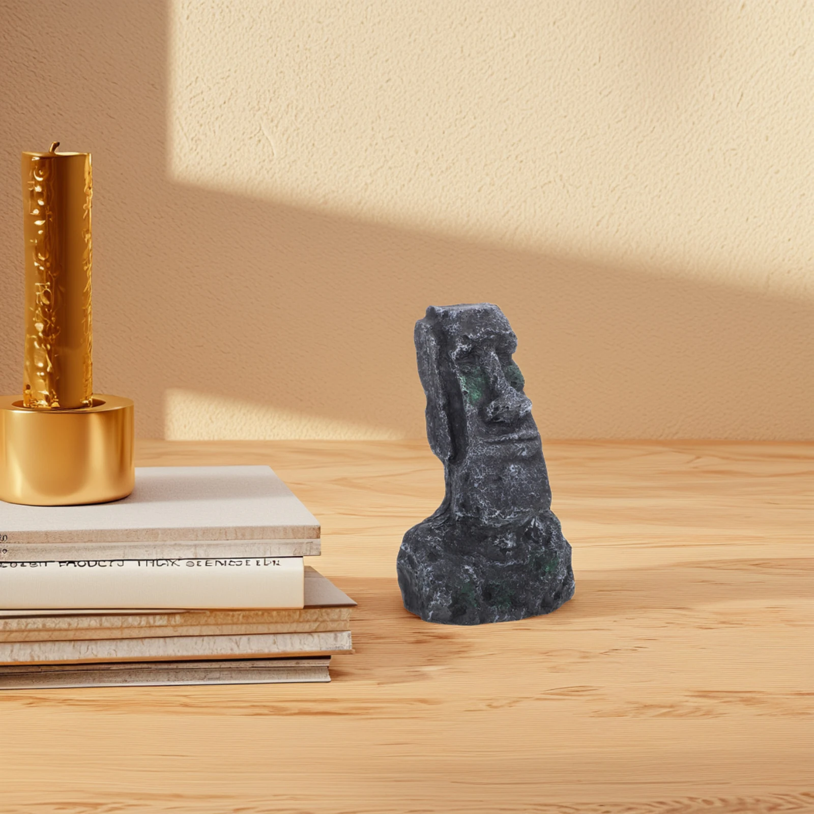 Roman Statue Decor Sculpture Desktop Resin Stone Moai Head Statue Ornament Fish Tank Rockery Landscaping