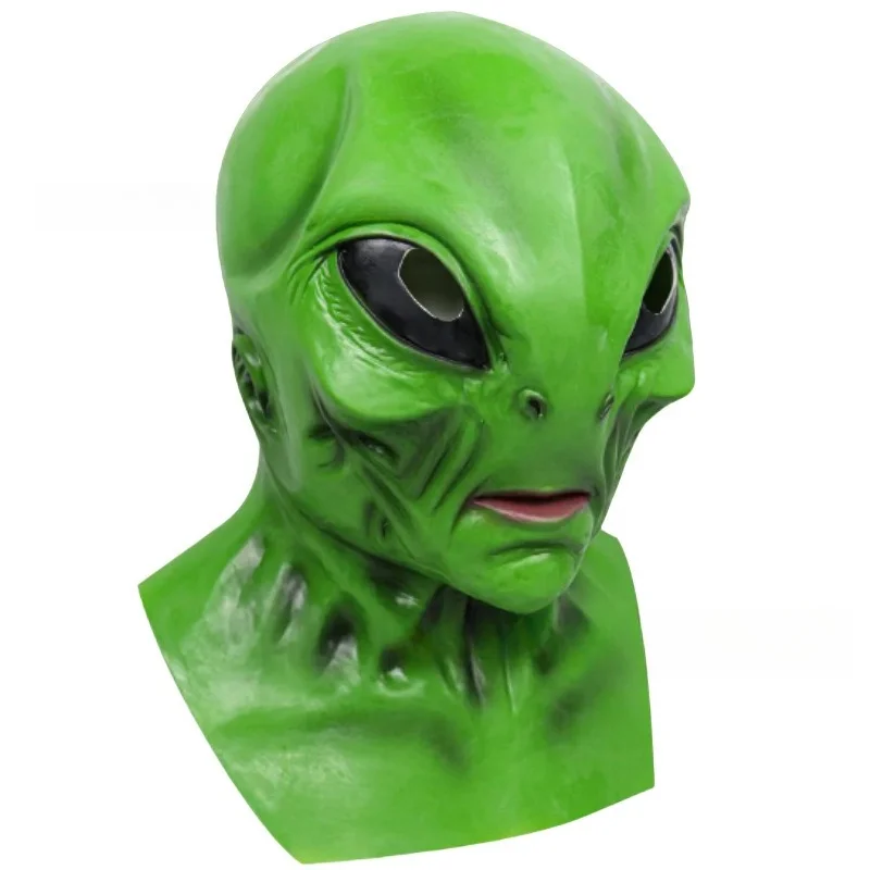 Máscara de Látex de Alienígena para Halloween, Máscara de Terror OVNI, Máscara de ET para Juego de Roles, Máscara Verde