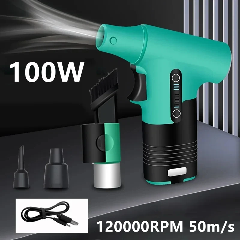 Brushless Jet Fan 120000RPM High Power Turbofan Dust Blower Compressed Air Duster 3 Speed Handheld Blowing-suction Air Blower