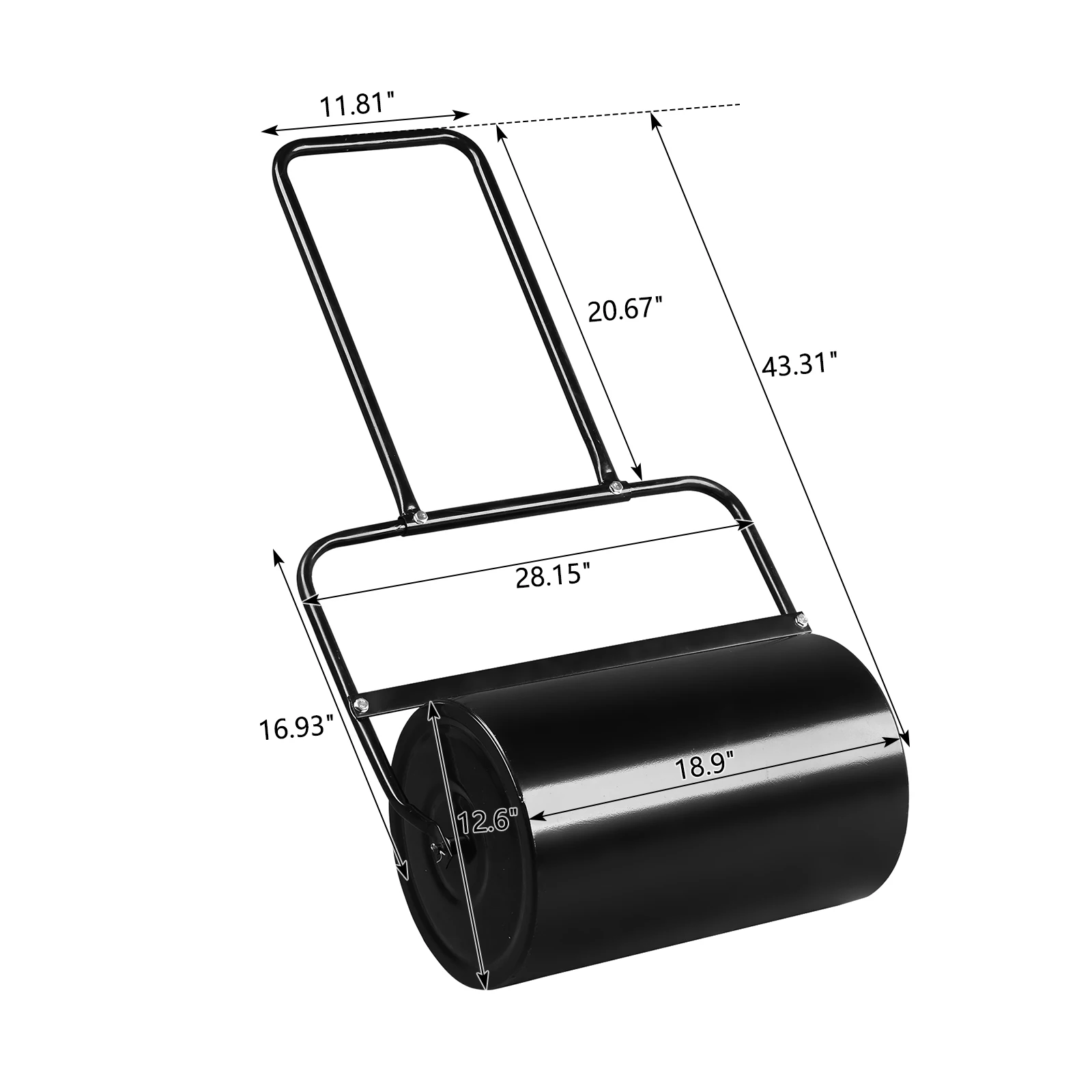 

19In black, iron lawn roller, cylindrical N001 (same as 67823001)