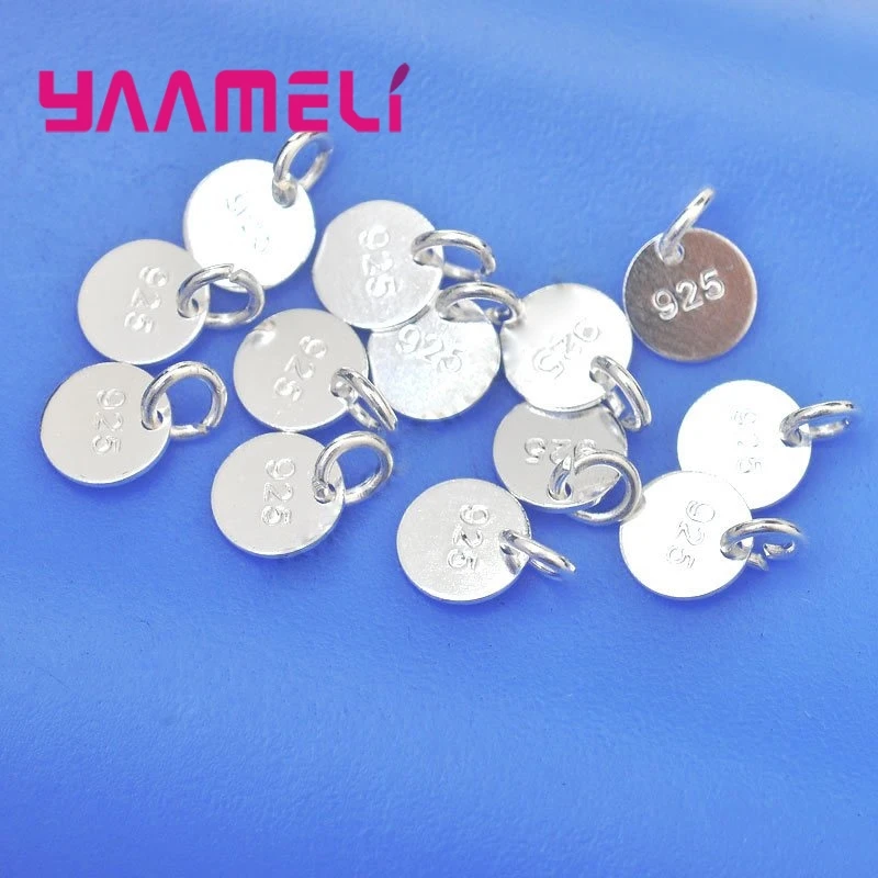 

100PCS 925 Tags Sterling Silver Jewelry Findings Disk Flat Components+Jump Ring For Necklaces Bracelets Making Accessories