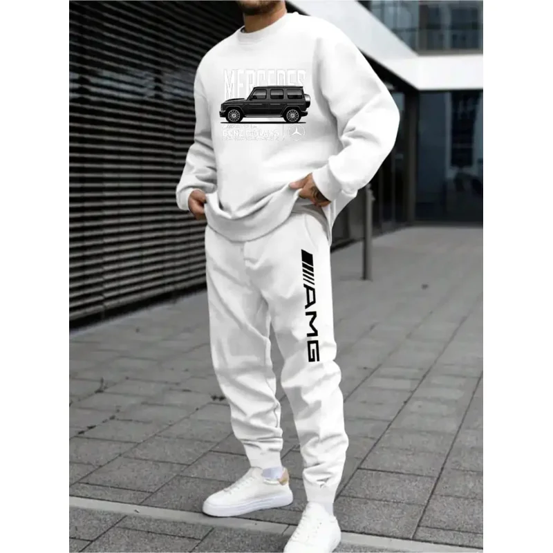 

Набор Mercedes-Benz осень-зима, мужская повседневная универсальная печатная толстовка и спортивные штаны, стильные и красивые мужские длинные вещи