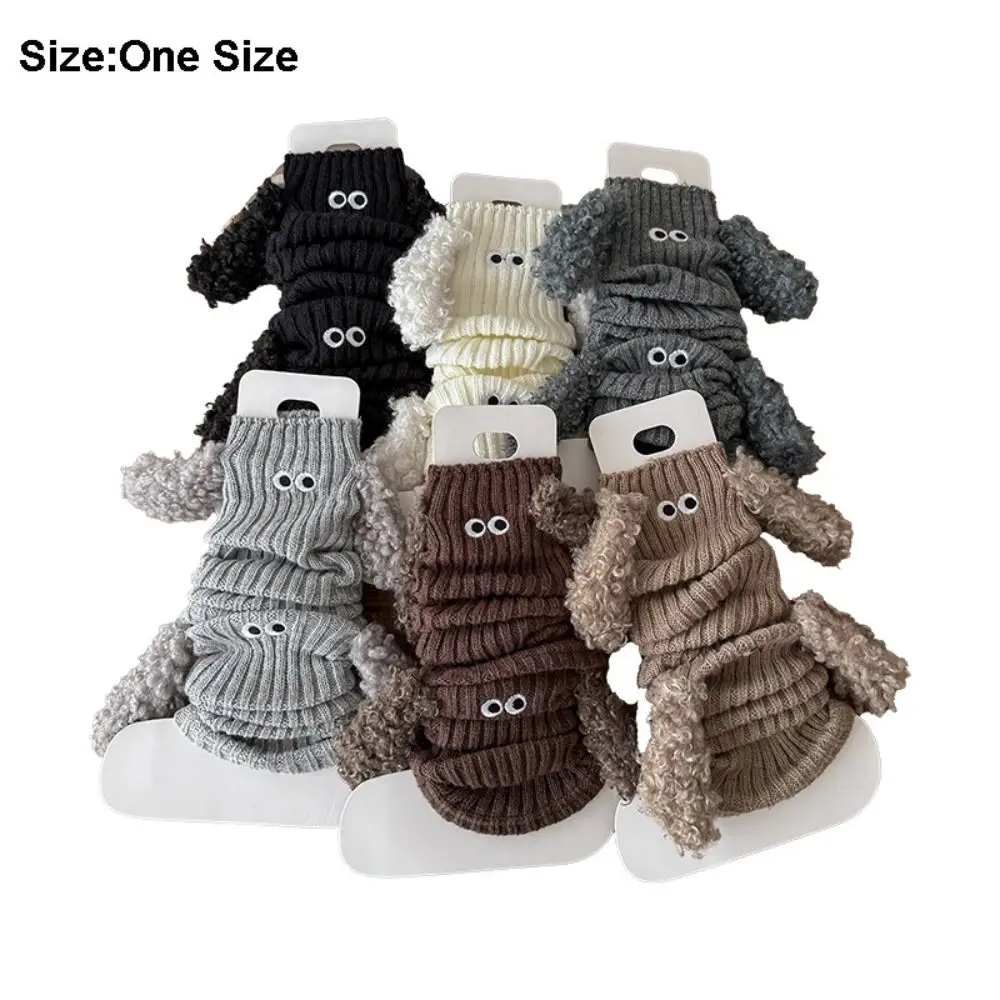 Retro Puppy Kids Leg Warmers Solid Color Thickened Lolita Long Socks Knitted Keep Warm Mid-Calf Sock Autumn Winter