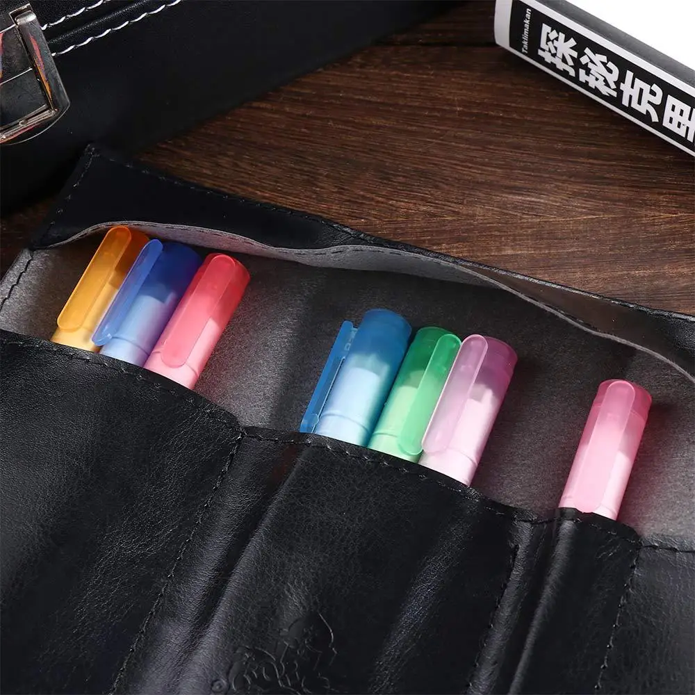 

for Student For Girls PU Leather Makeup Brush Organizer Retro Vintage Pencil Case Roll Pen Bag Roll Pencil Bags Cosmetic Bag