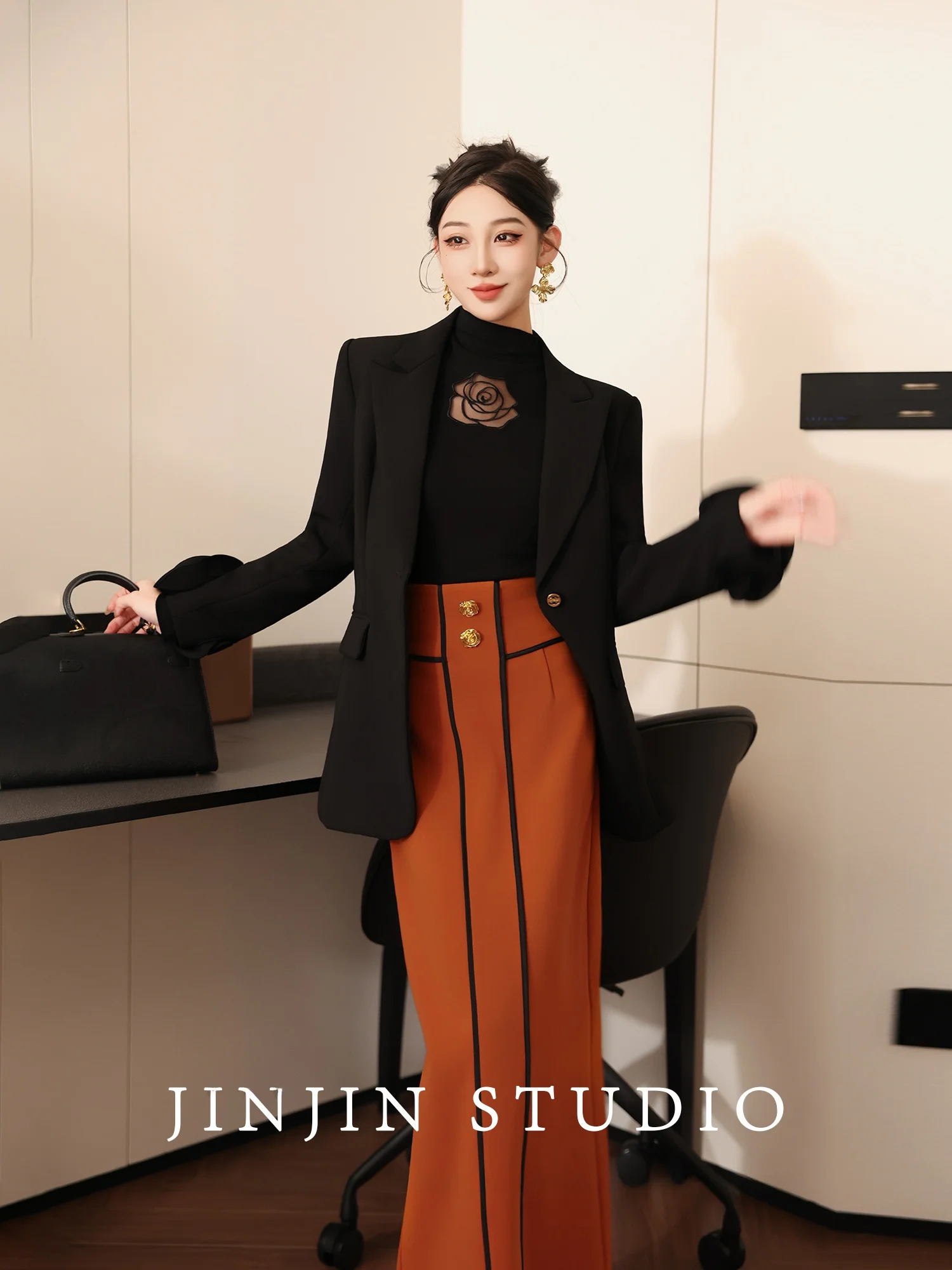 

Original MD Slimming Fashionable Straight Cut Skirt Design Half-length Skirt Casual Style Non-fading Polyester Fiber Skirt