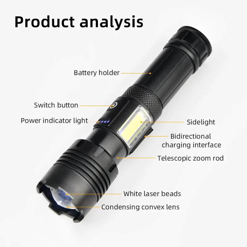 Ultra Powerful Flashlight Army Tactical Flashlight Outdoor Lights Very Strong Scout Light USB Rechargeable LED High Power