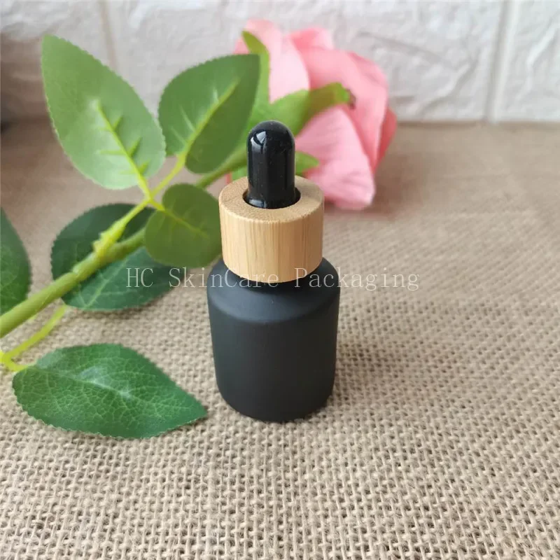 

hot sale Matte black Dropper Mini portable Glass Bottle Essential Oil Display Vial , Small Serum Perfume Brown Sample Container