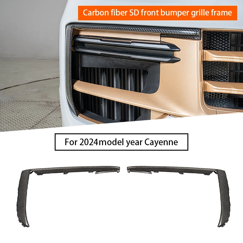 

Для Porsche Cayenne 9Y0.2 GTS/SD 2024-UP автомобильный передний бампер из углеродного волокна, рамка решетки