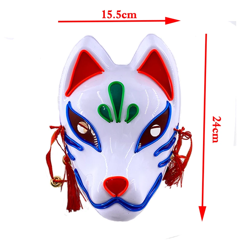 LED Fox หน้ากาก Masque ฮาโลวีนคอสเพลย์ Fox Props มาสคาร่า Japonesa Luminous ภาพวาด Dance Fox หน้ากากพลาสติกน่ารัก Fox Mask