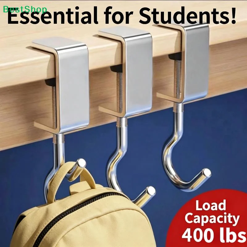 〔G〕3Pcs 360° Rotatable Steel Table Hooks - Detachable Non-Destructive Installation for Office Desks School Dormitories