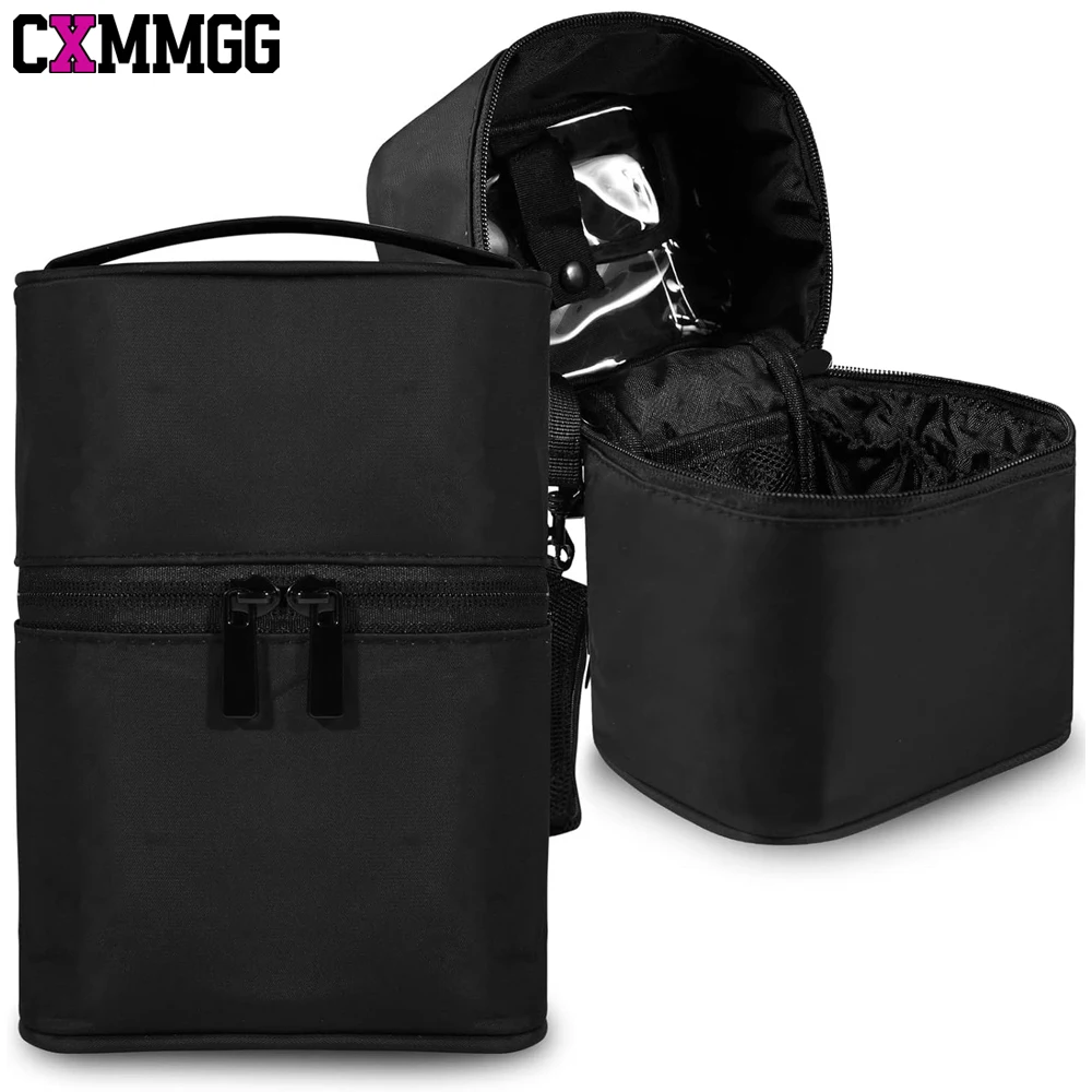 女性用トラベルトイレタリーバッグ1個、ハンドル付きワイドオープン大型メイクアップバッグ、トイレタリー、化粧品用のふっくらしたメイクアップオーガナイザー