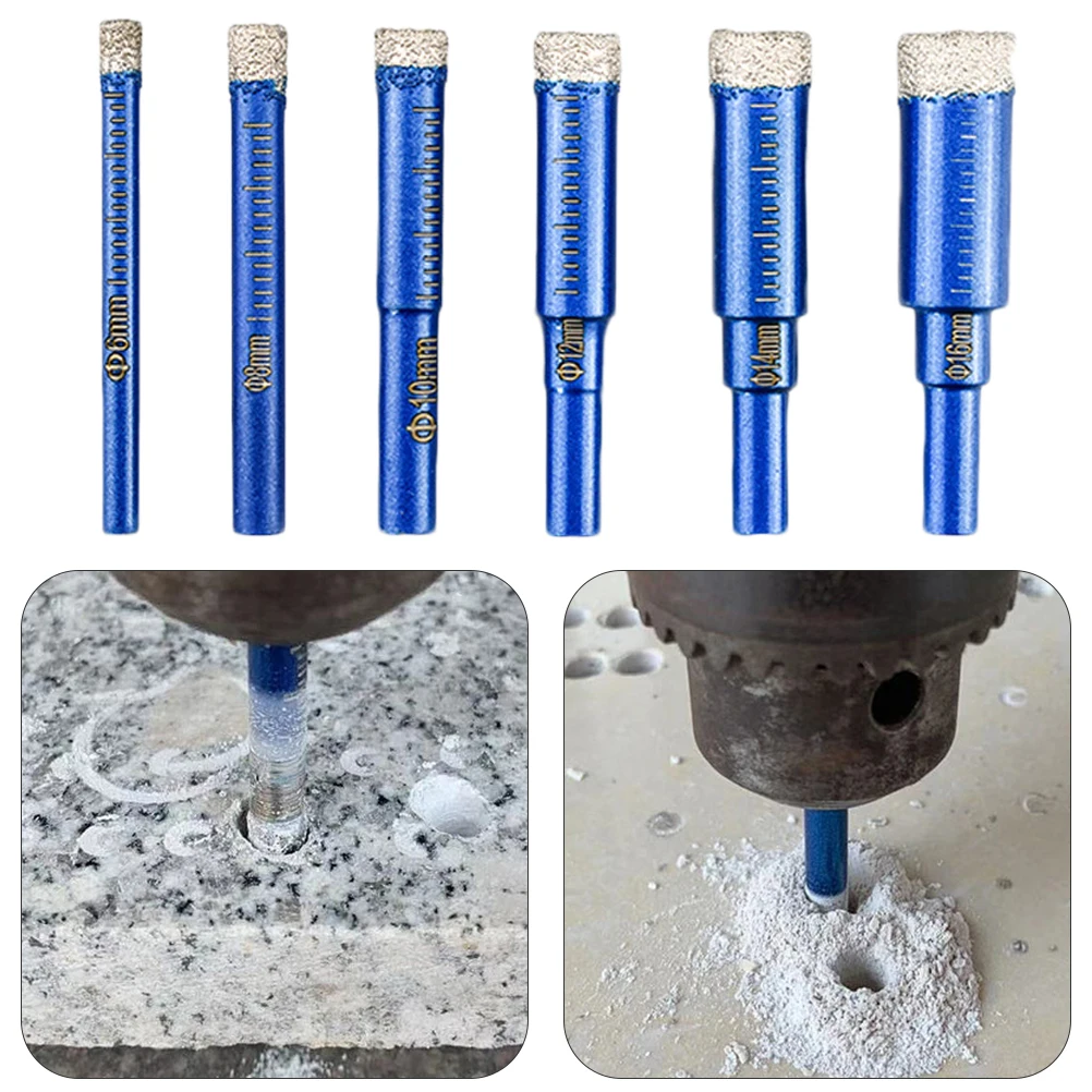 

6 Pc Tile Drill Bits for Tiles Dry Porcelain Granite Hole Drilling Brick Brazed