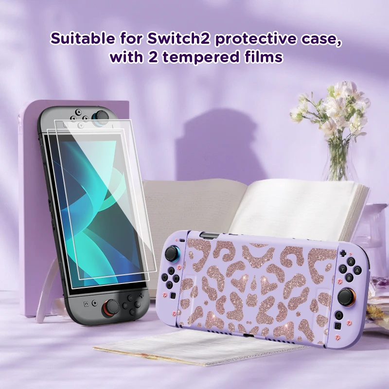 

Защитный чехол для Switch2, с 2 закаленными пленками HD от царапин, новинка 2025, 7,9 дюйма, полная защита, защита от падения и царапин