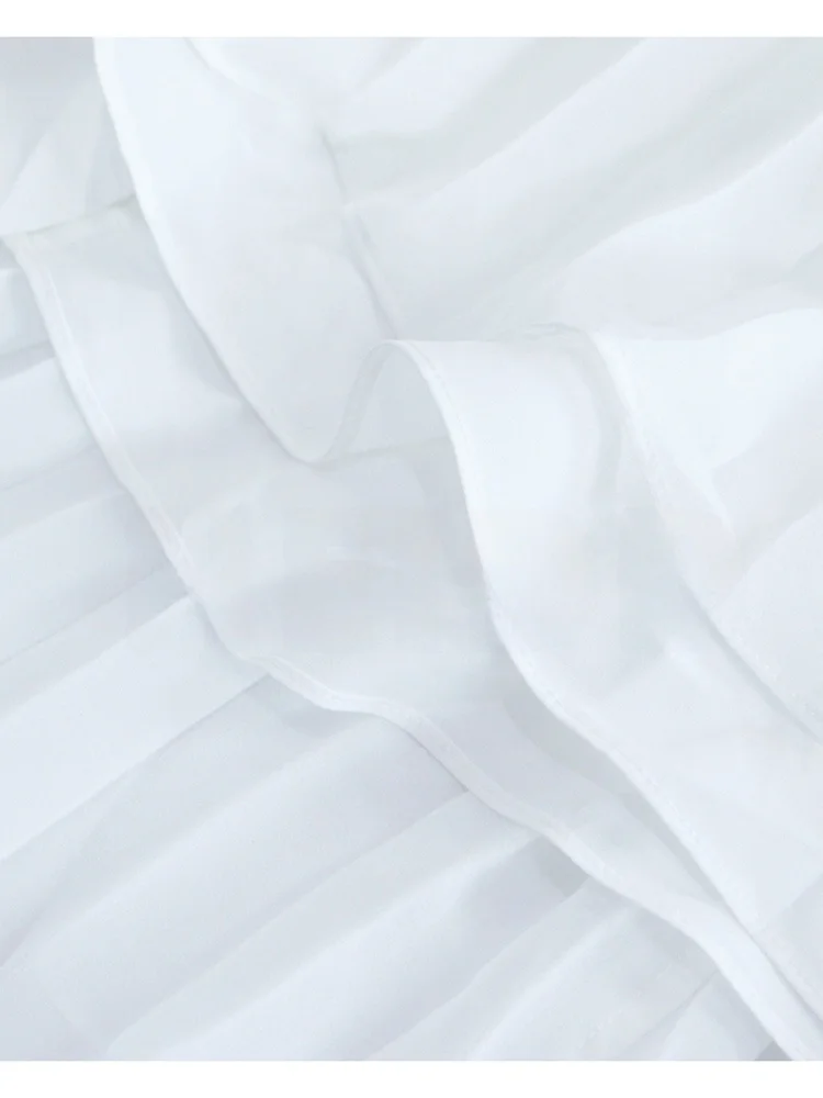 Heidd SP2025 Summer Blue And White Stripe Satin Svel Dr High Waist A-Line Long Dr Commute Sle Pure Color round ...