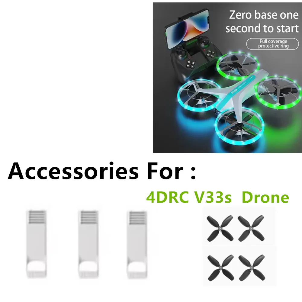 4DRC V33s Drone Battery Accessories 3.7V 1800mAh V33s Drone Propeller Maple Leaf  4D- V33s Drones Batteriey
