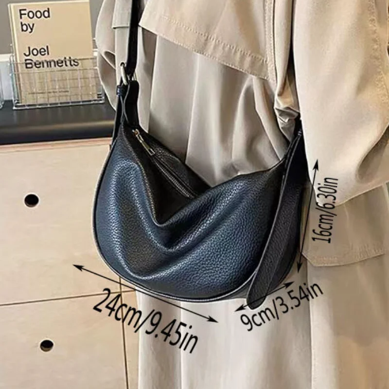 Fashion Women Shoulder Bags New Texture Solid Color Niche Soft Leather High Capacity Leisure Versatile Jiaozi Bao Crossbody Bags