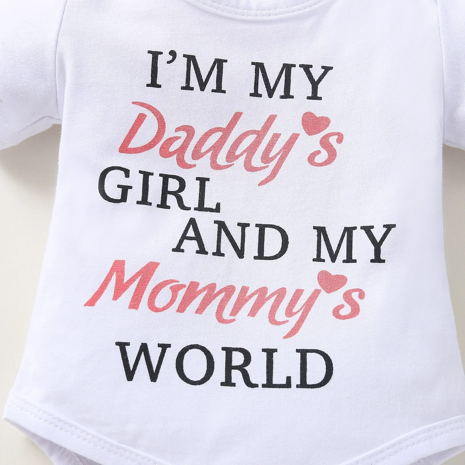 Newborn Daddys Girl Mommys World Print short Sleeve Romper Ruffled Floral Bloomers Shorts With Headband Set Baby Girl Clothes