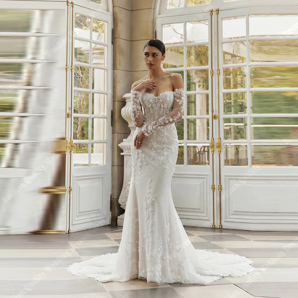 

2026 Charming Wedding Dresses For Women Exquisite Lace Applique Mermaid Bridal Gown Shiny Plus Size Vestidos De Novia Customized