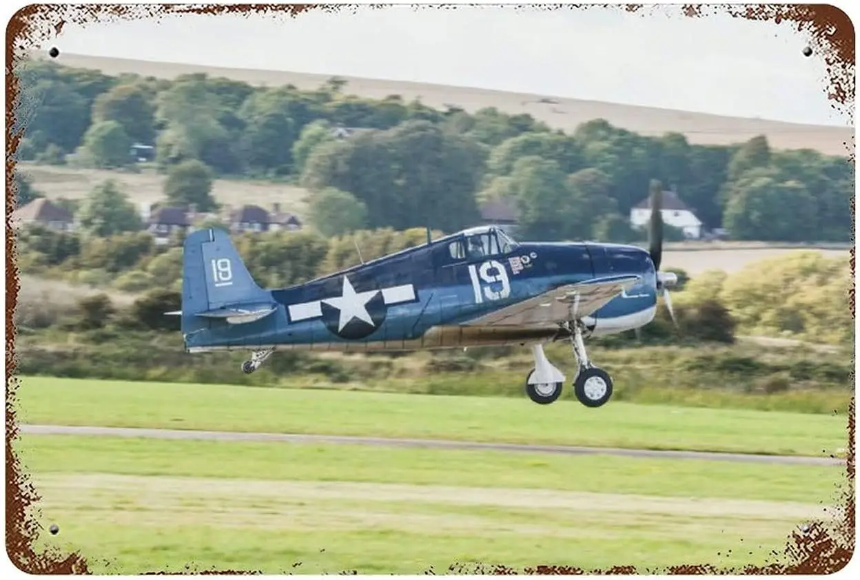 Military Aircraft Rust Tin Sign F6F Hellcat Tin Sign Vintage Metal Pub Club Cafe bar Home Wall Art Decoration Poster Retro 7.9&#