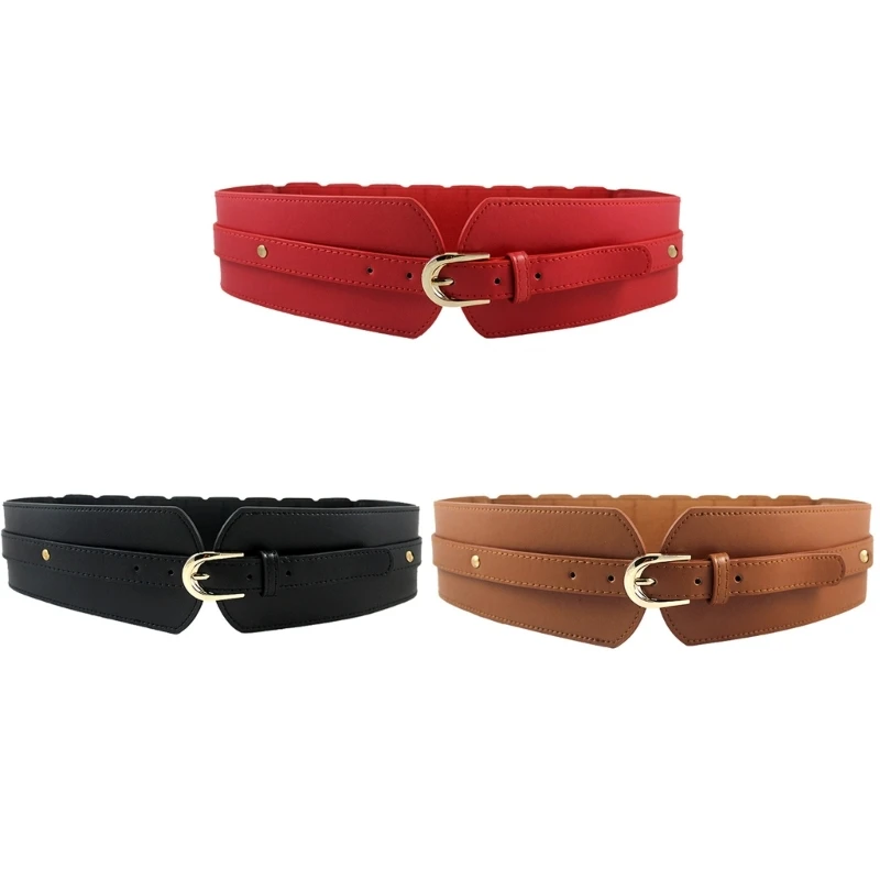 

Y1UB Wide Belt Women Pink Buckle Waist Belt Lady Fashion Decorative Belt Teens Girl High Waist Belt for Jeans Dress Overcoat