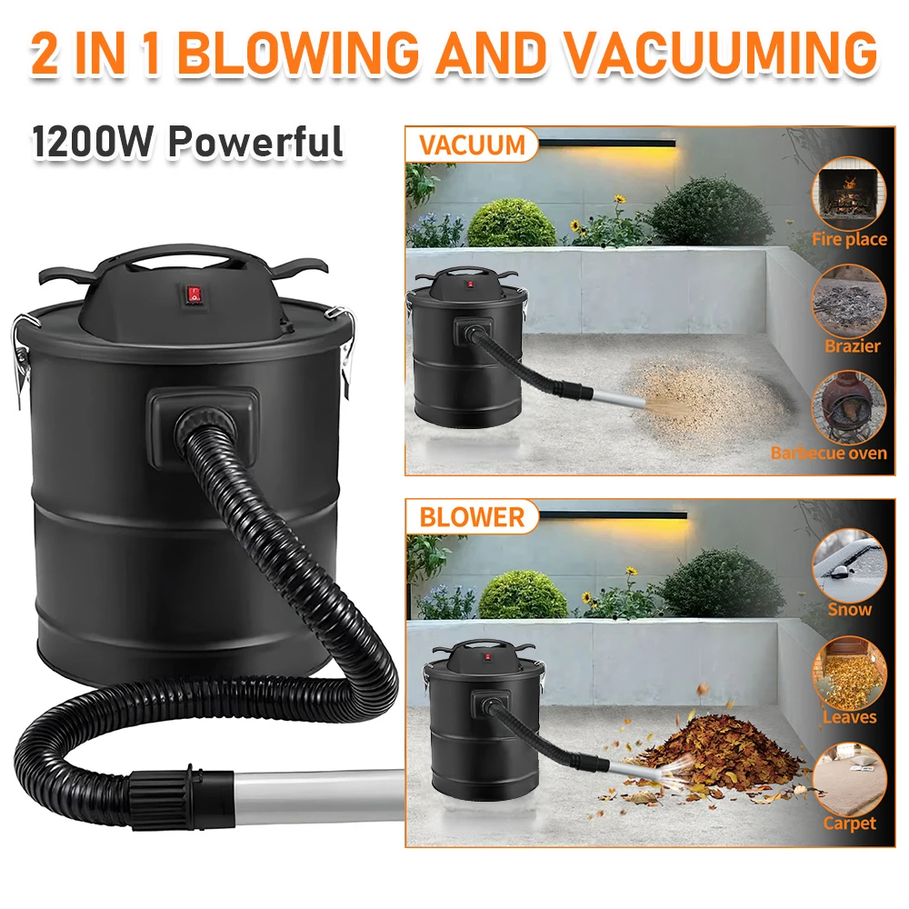 Fireplace Ash Vacuum Cleaner 18L/20L Electric Ash Collector for Wood Burning Stove, BBQ Grill & Pellet Stove, with Filter