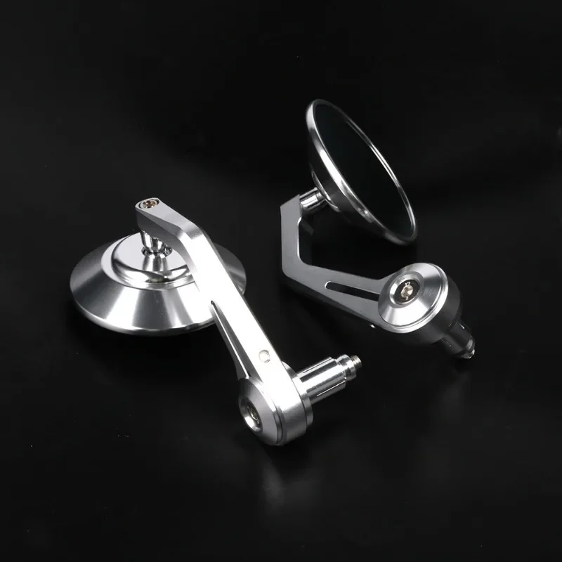 Motorcycle Handlebar Mirror Bar End Rear View Mirrors Balance Slider Grip Side Mirror CNC Silver 22mm Universal Anti-reflective image 5