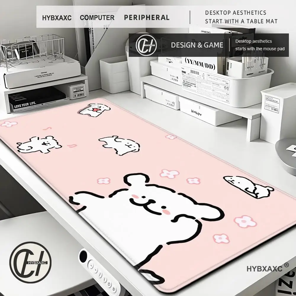 

Cute Kawaii Cartoon Maltese Puppy Dog mousepad Large Gaming desk mat with lock edge HD Computer Keyboard Table Desk Mat