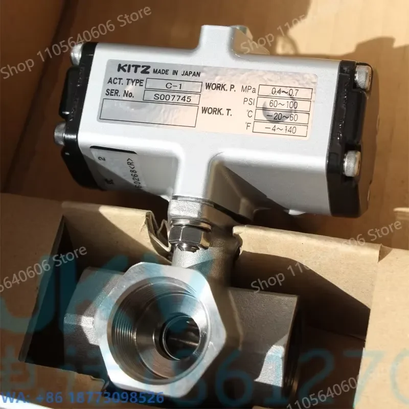 for KITZ New Three-way Pneumatic Ball Valve 316 Stainless Steel C-UTNE Thread Pneumatic Control Valve Reversing Dn15