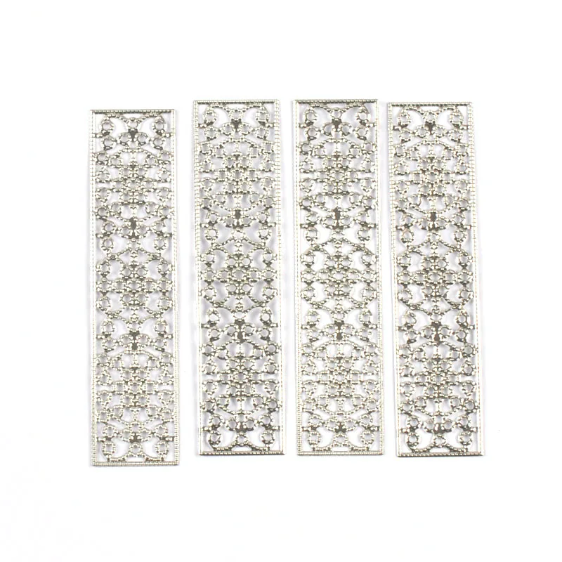 10Pcs Rectangle Metal Crafts Flower Filigree Wraps Connectors DIY Embellishments For Jewelry Making Home Decor Handicraft yk0903