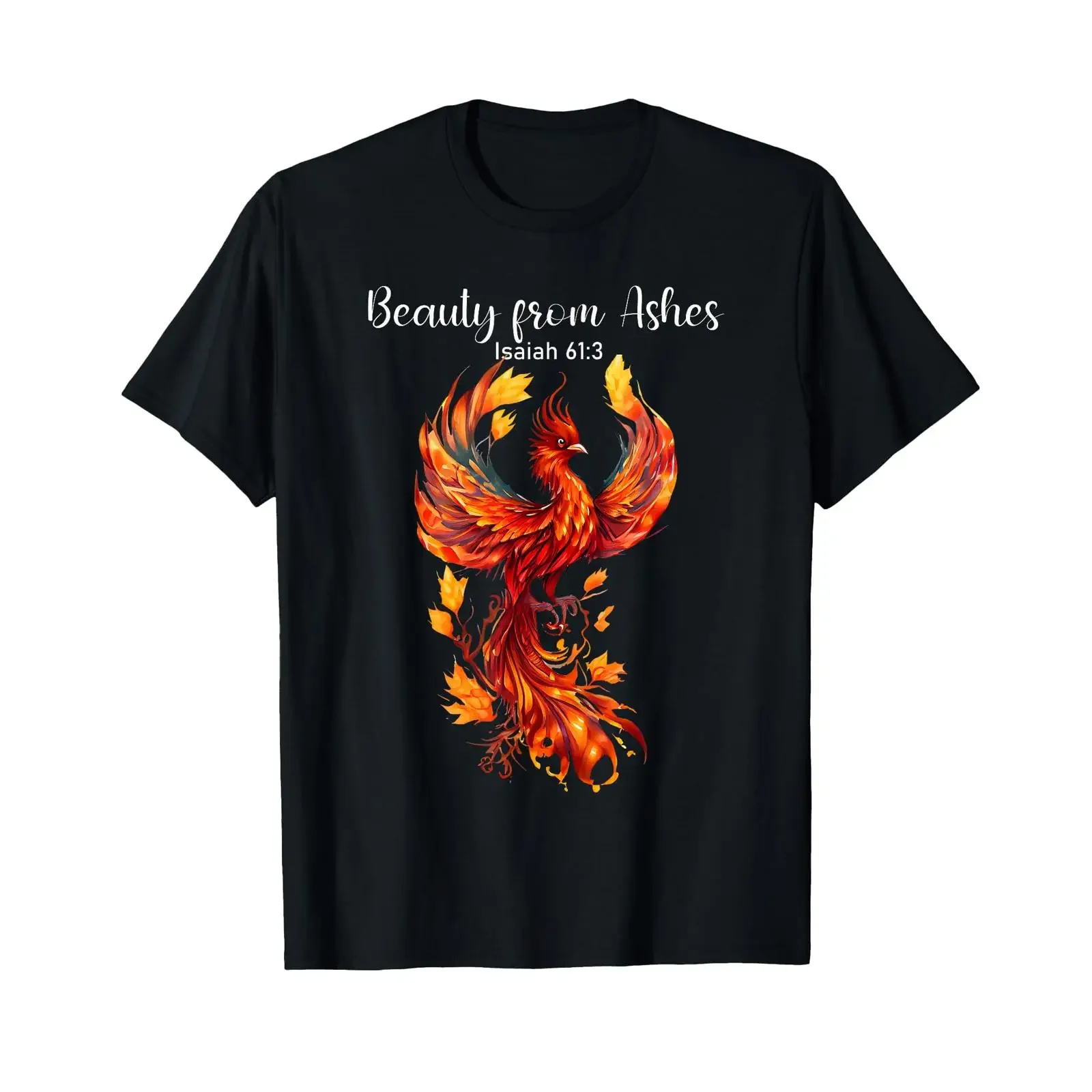 Beauty From Ashes Isaiah 61 3 Phoenix Bible Verse Christian T Shirt vintage Washed fashion Unisex Stretched streetwear graphic