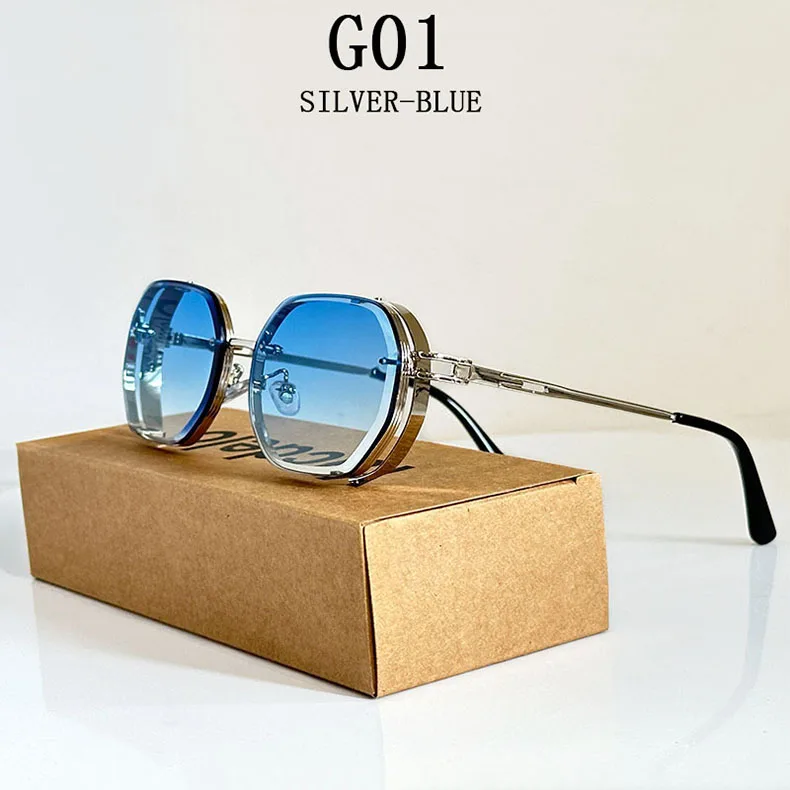 2024 Steampunk Sonnenbrille Für Männer Modische Platz Punk Mode Gläser Designer Sonnenbrille Frauen Trendy Gafas De Sol Hombre – Detail 1
