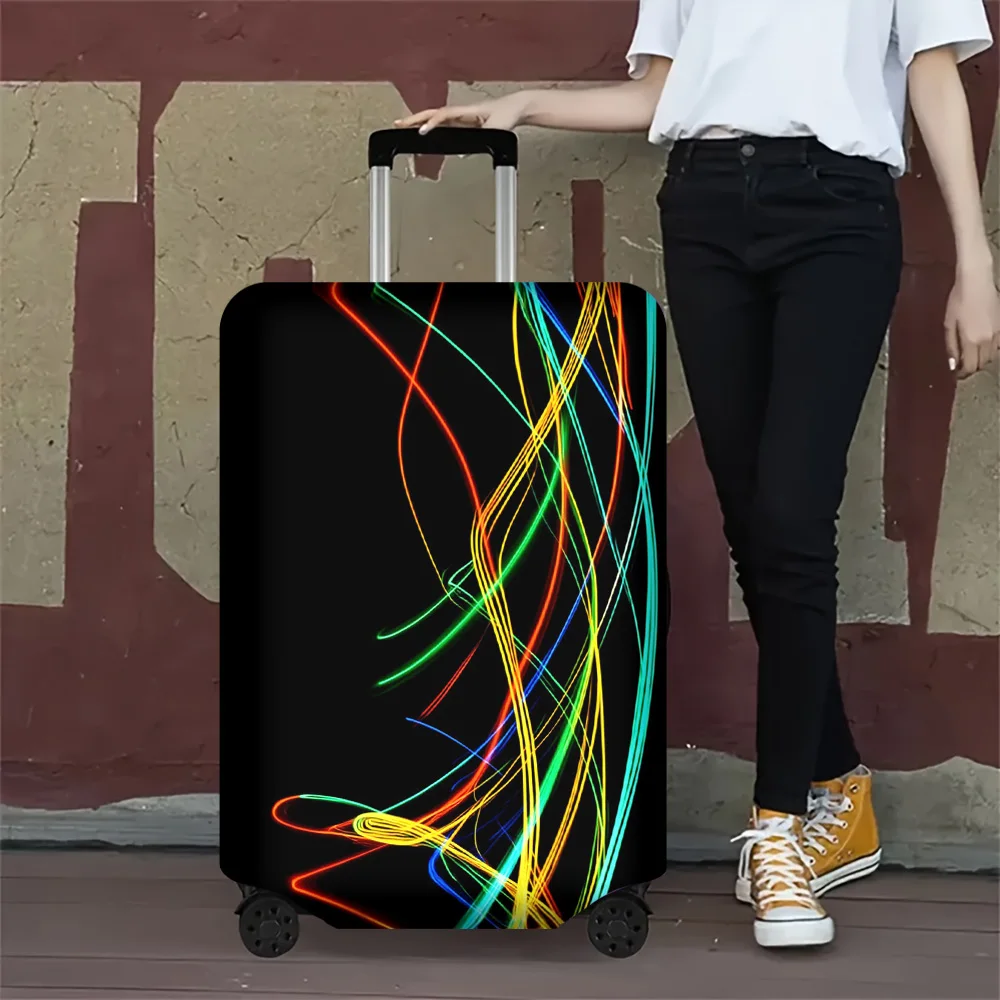 

1PC Neon abstract print luggage cover for 18 – 32 inch luggage; dust and elastic travel accessories to effectively protect your