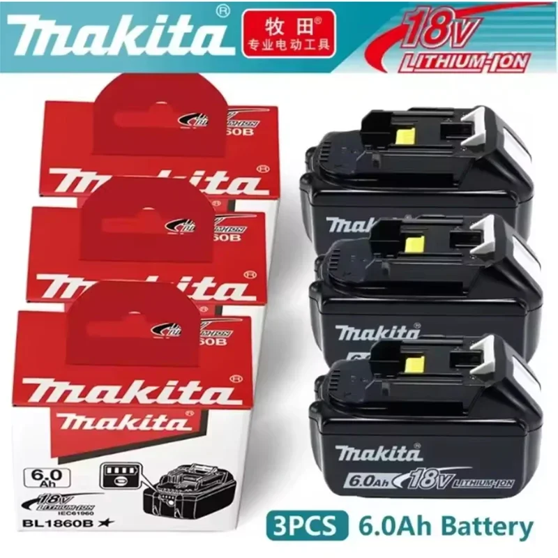 New packaging original 18V Makita electric tool battery 6.0A 5.0A replaceable LED lithium-ion battery, 18V LXT DDF485 DTD152 BL1