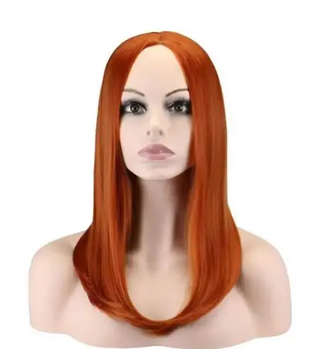 New Black Widow Natasha Romanoff Cosplay Wig Middle Parting Red Brown Heat Resistant Synthetic Hair Wigs