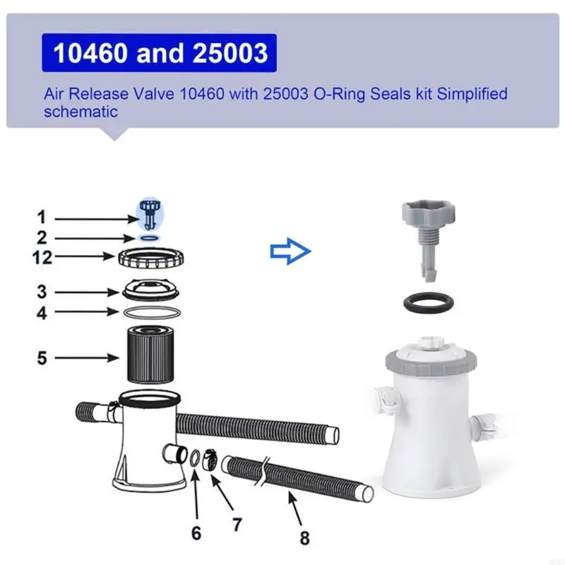 A0NC 10460 10264 Válvulas liberação ar com o anel para bombas filtro 25002 28111EH 28131CA