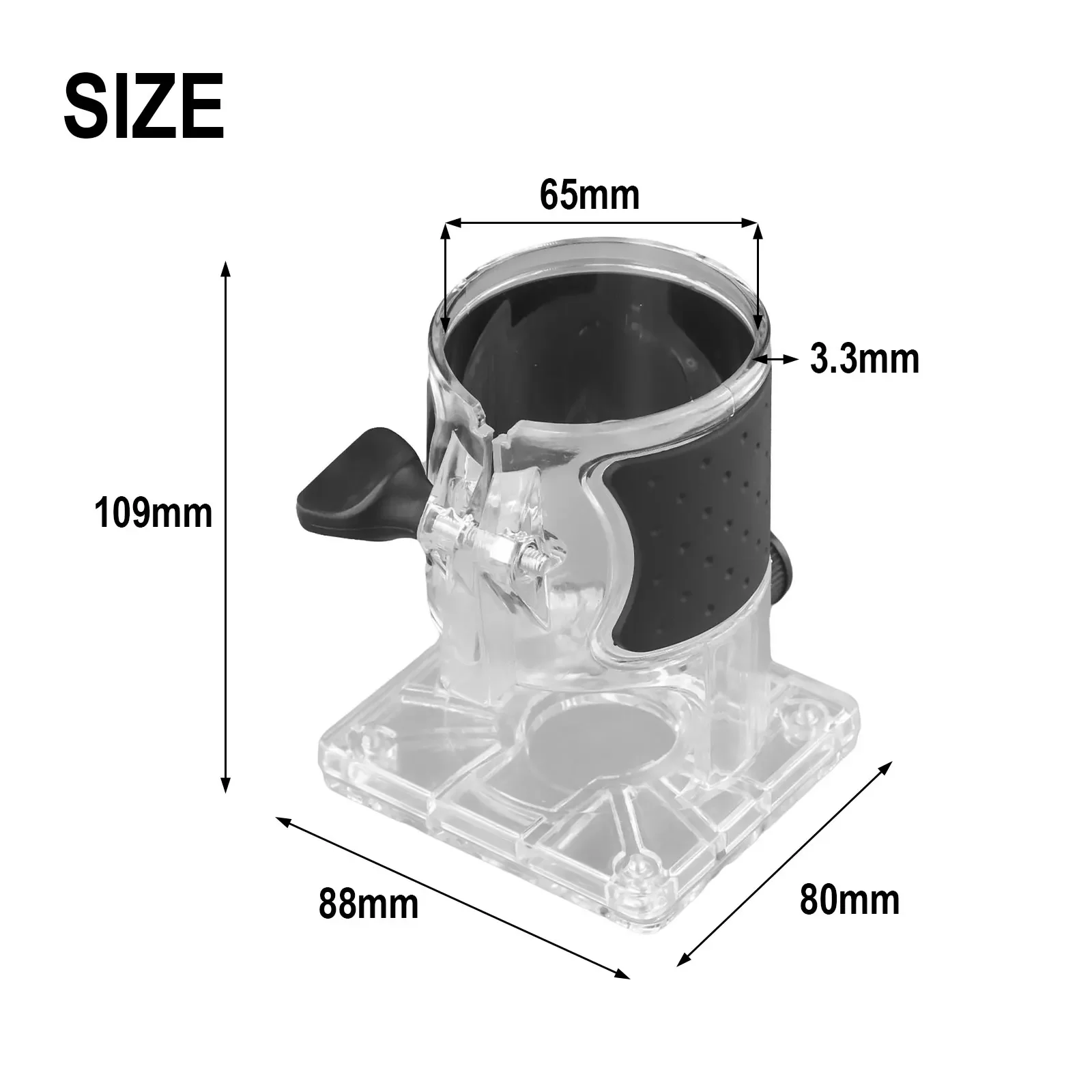 Tool Router Base 1 Piece 95*83*106mm Accessories Plastic Replacement Transparent/Black Trimmer Router Base Brand New