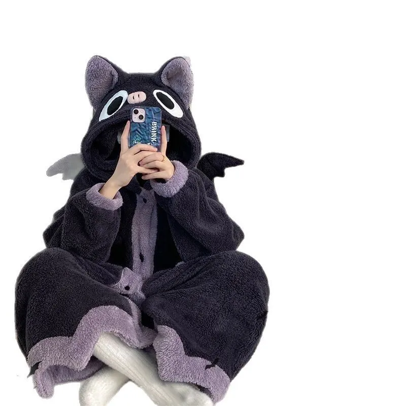 طقم بيجامة نسائي للهالوين من Pjs بيجامة شتوية دافئة ملابس منزلية عصرية، طقم بيجامة لطيف وناعم