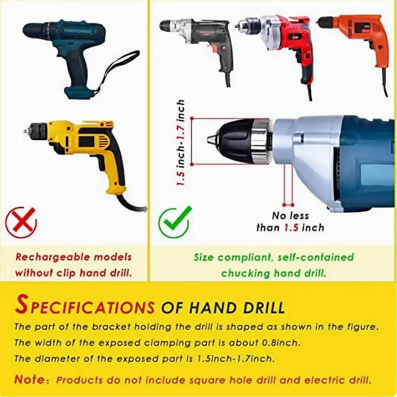 Square Hole Drill Bit Adapter Table Drill and Hand Drill Mortise Machine brackets Woodworking Tools