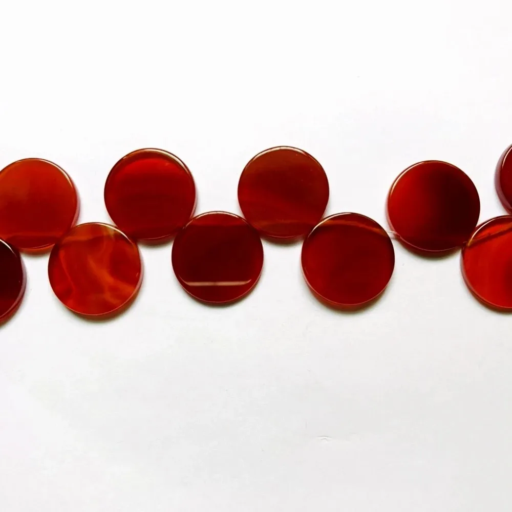 PANGEM-Wholesale Natural Red Agate Carnelian Beads 15mm 25mm 30mm Round Coin Gemstone Loose Beads For Jewelry,13