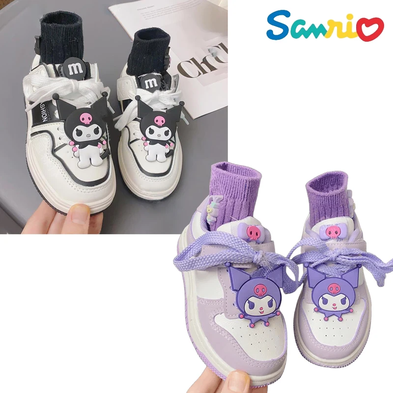 Anime Kawaii Sanrios My Melody Kuromi Breathable Outdoor Daddy Shoes Casual Mesh Kids Running Shoes Comfortable Sports Sneakers