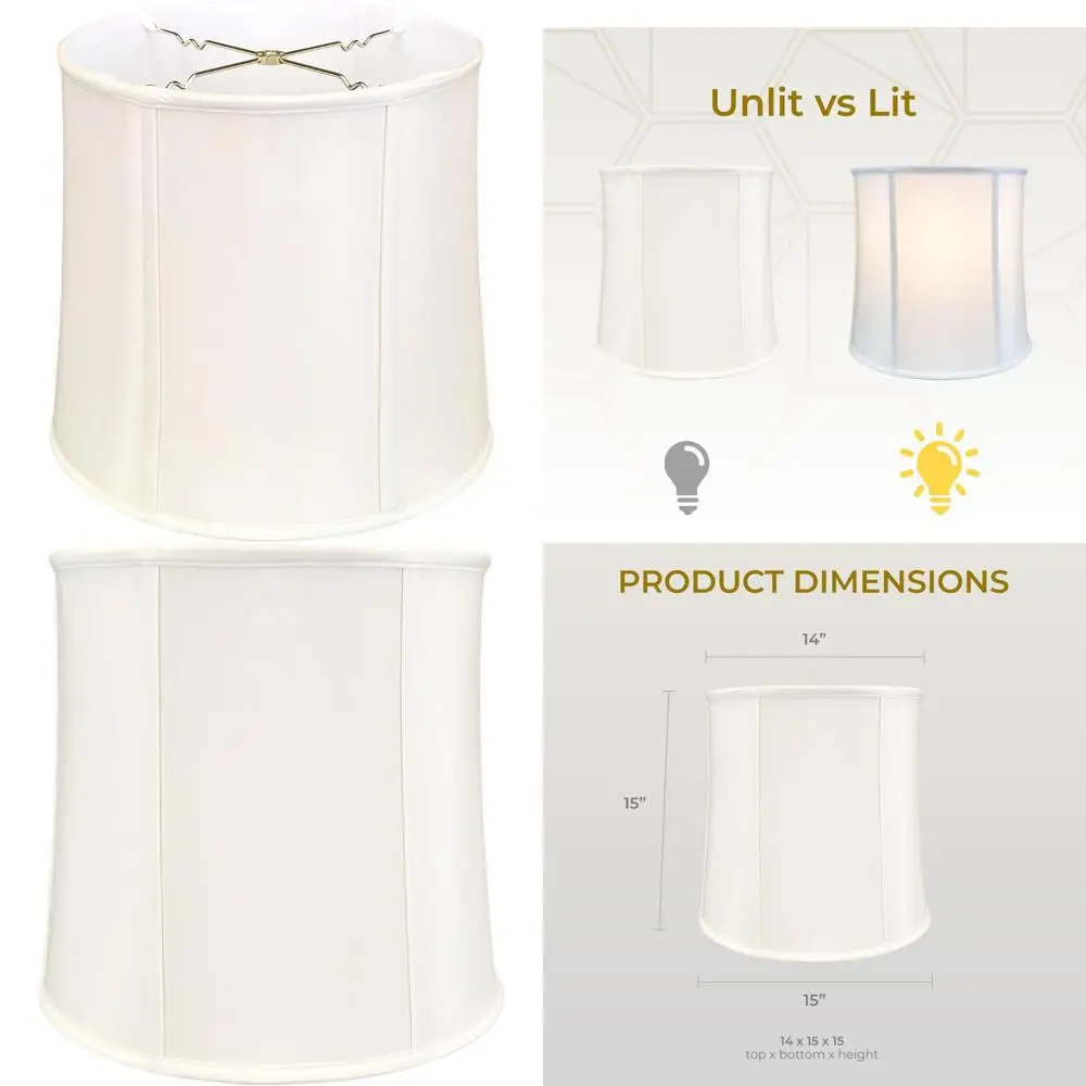 

White Drum Lamp Shade 14 x 15 x 15 Inches, Basic Design, Suitable for Home and Office Lighting